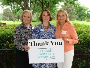 Peggy Beata and Megan Selck pose with Deb du Vair of the DuPage Community Foundation.